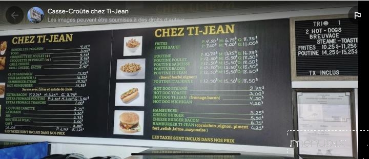 Casse-Croute Chez Ti-Jean - Sainte-Agathe-Nord, QC menu_pic