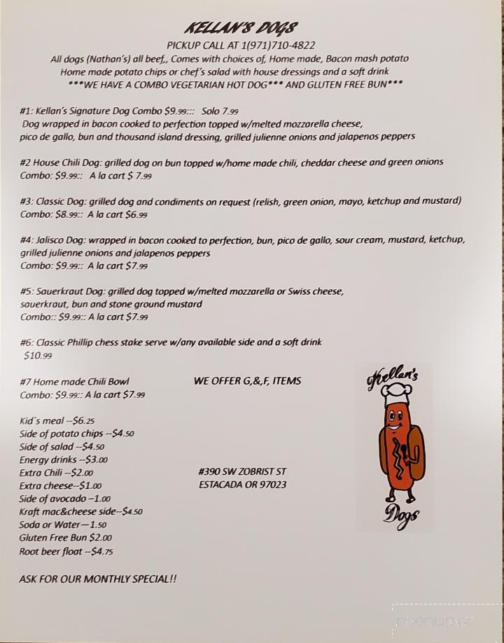 Kellan's Dogs - Estacada, OR menu_pic