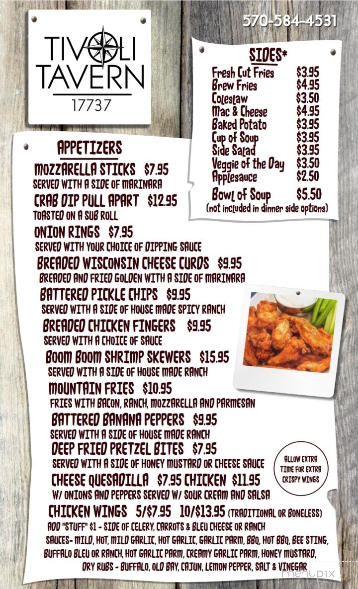 Tivoli Tavern - Hughesville, PA menu_pic
