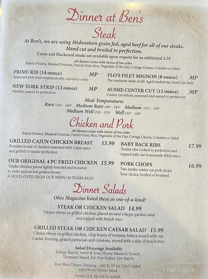 Ben's Restaurant & Bar - Berlin Center, OH menu_pic