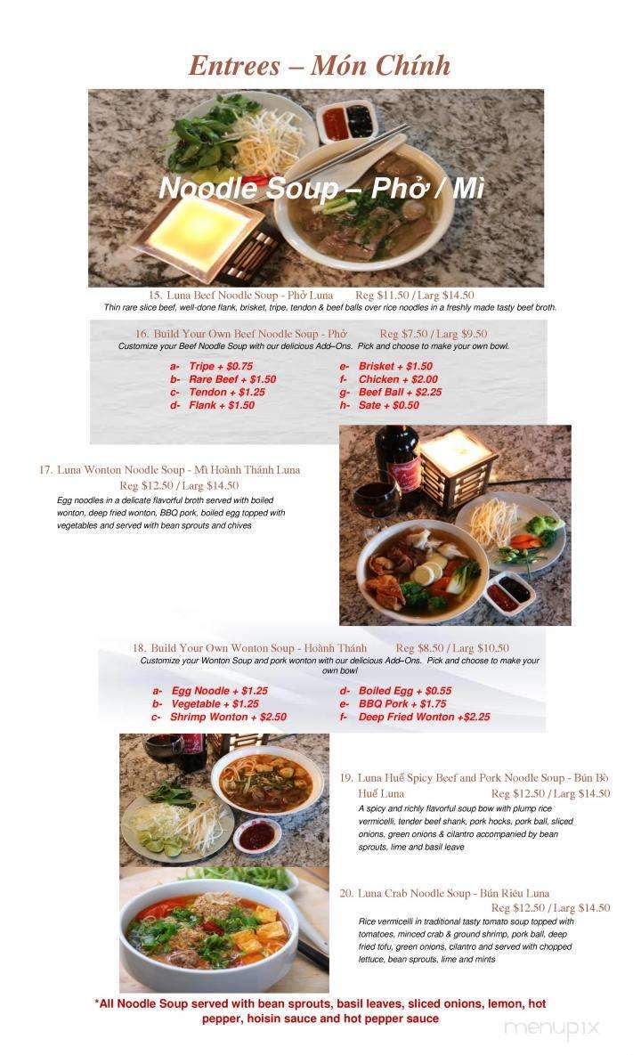Luna Authentic Vietnamese Cuisine - Cochrane, AB menu_pic