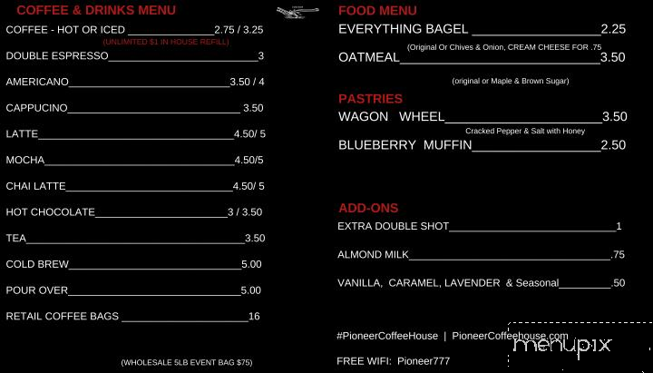 Pioneer Coffeehouse - Dalton, OH menu_pic