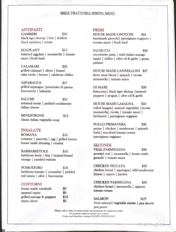 Mele Trattoria - Saint Catharines, ON menu_pic