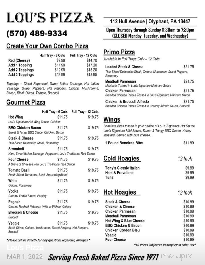 Lou's Pizza Place - Olyphant, PA