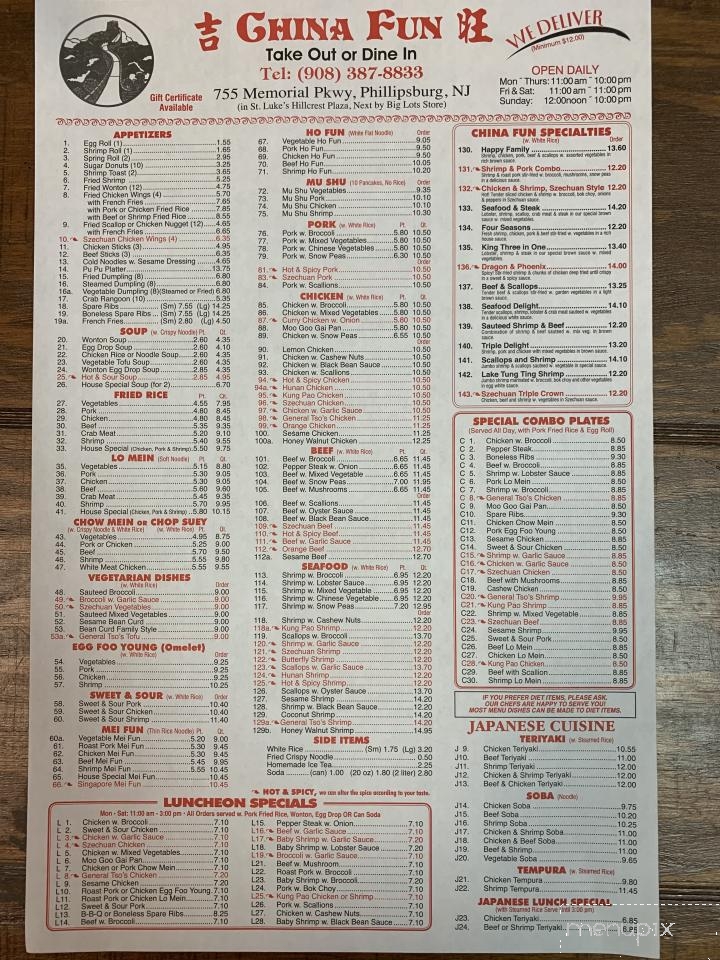 China discount fun menu