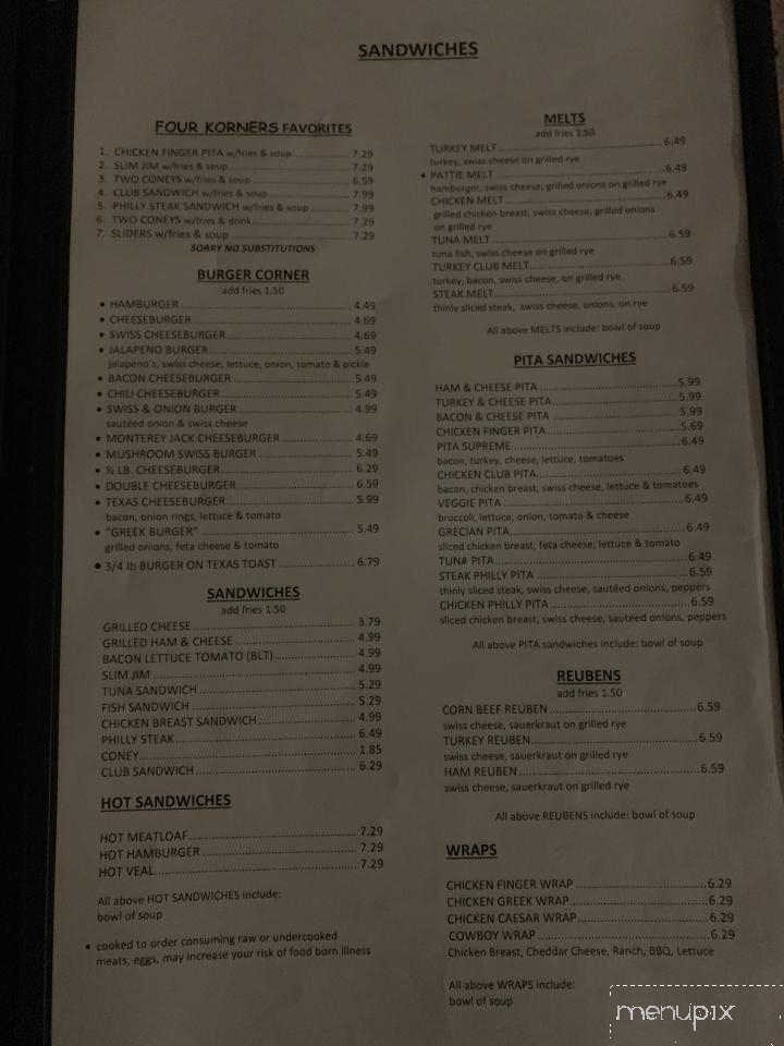 Four Korners Restaurant - Auburn Hills, MI menu_pic