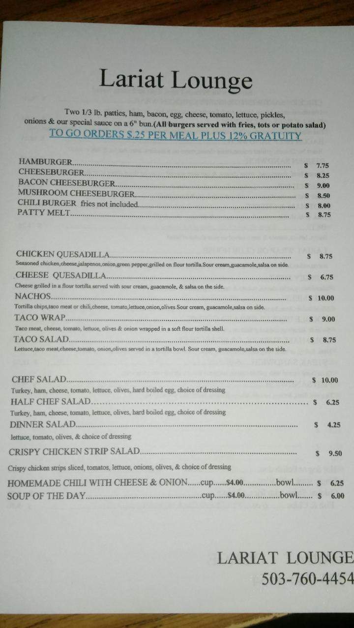 Lariat Lounge - Portland, OR menu_pic