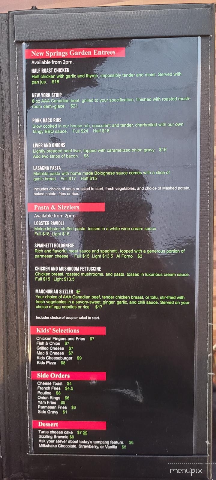 Springs Garden Restaurant & Lounge - Swift Current, SK menu_pic