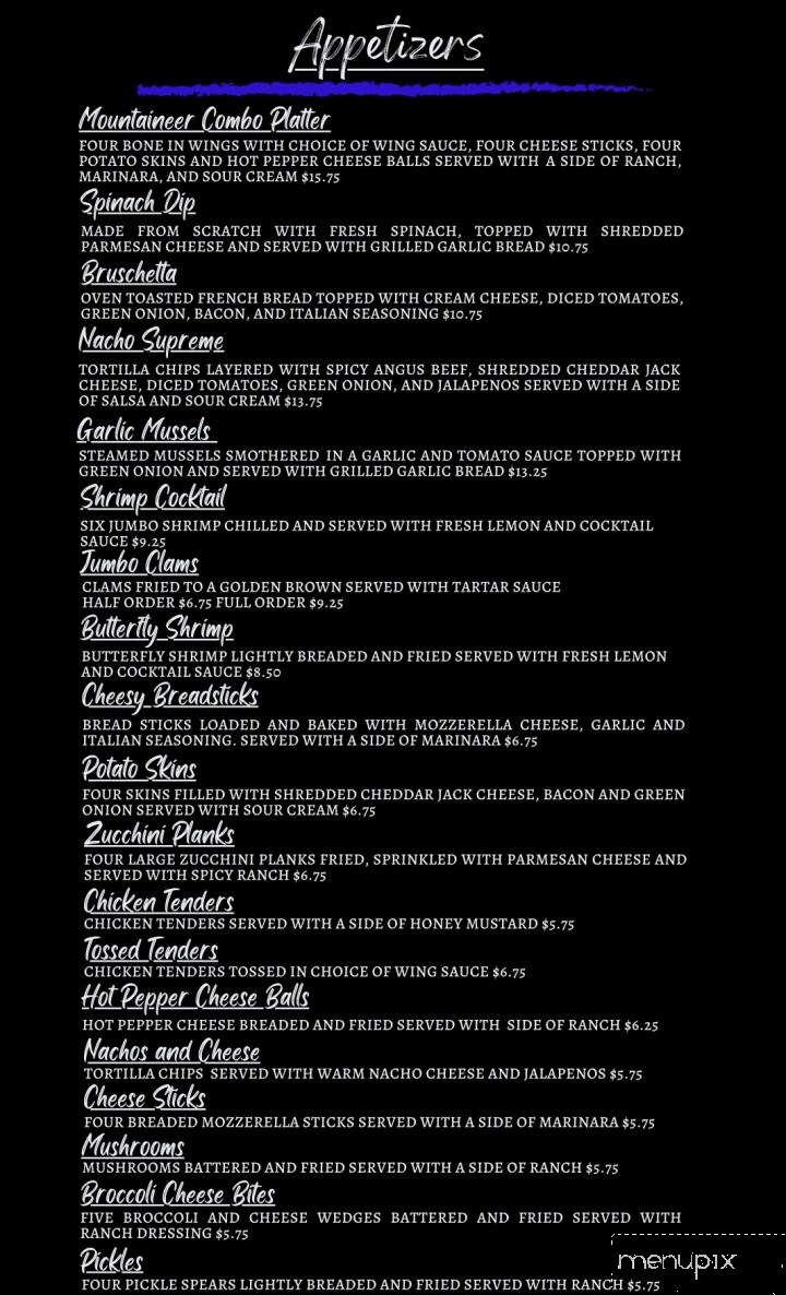Mountaineer Bar & Grill Incorporated - Wheeling, WV menu_pic