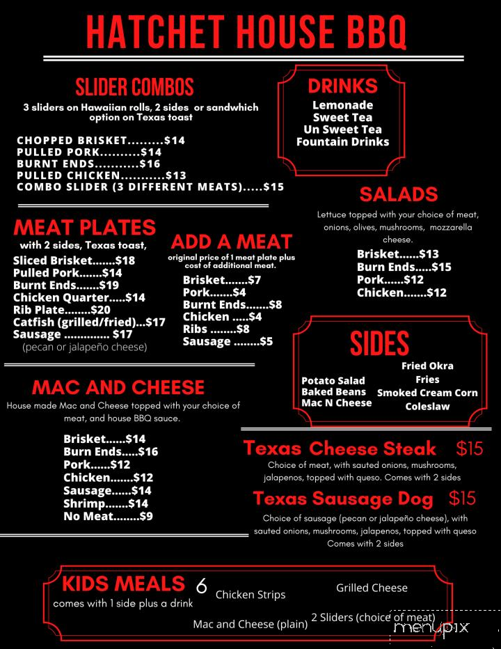 Hatchet House Bbque - Graham, TX menu_pic