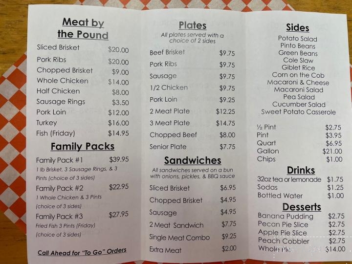 Riley's Pit BBQ - Lockhart, TX menu_pic
