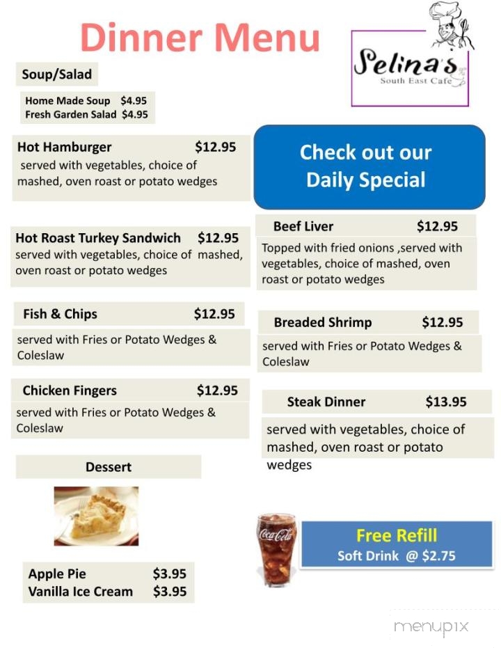 Selina's South East Cafe - Sarnia, ON menu_pic
