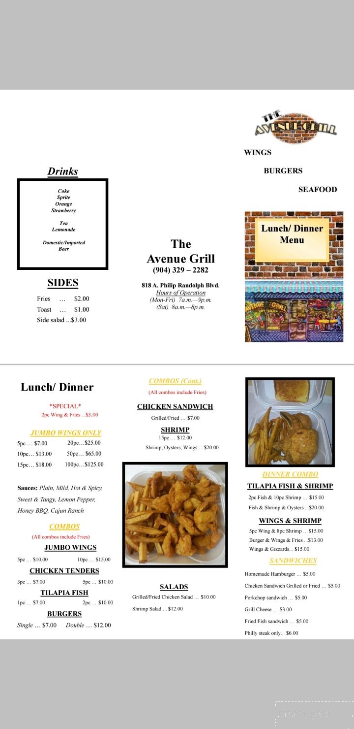 The Avenue Grill - Jacksonville, FL menu_pic