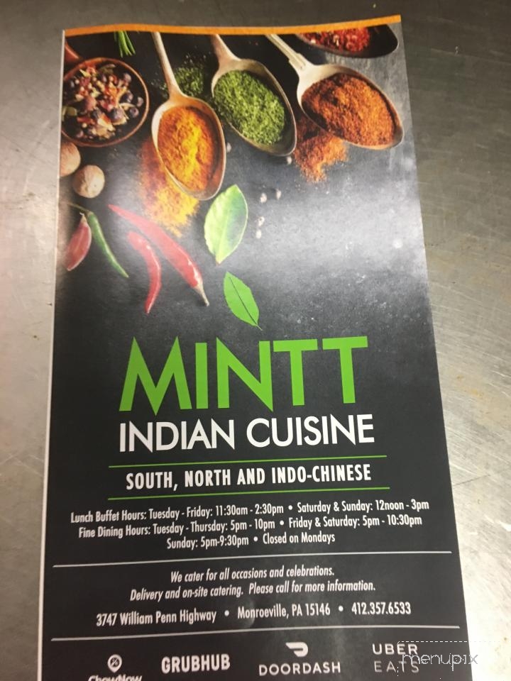 Mintt Indian Cuisine - Monroeville, PA menu_pic