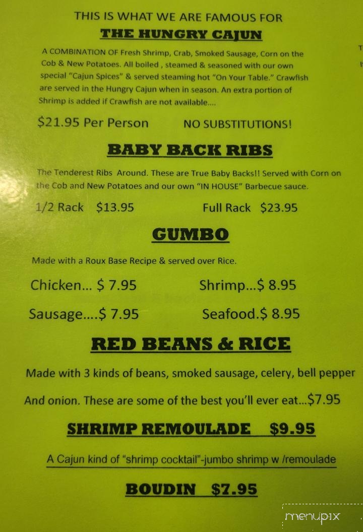 Crazy Cajun Seafood Restaurant - Port Aransas, TX menu_pic