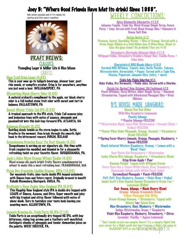 Joey-B - Palmerton, PA menu_pic