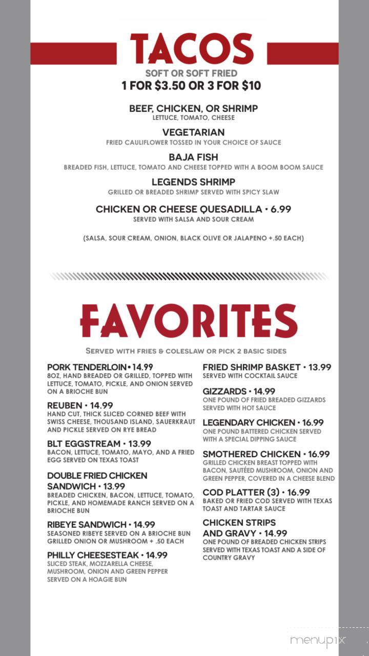 Legends Sports Bar - Clinton, IA menu_pic