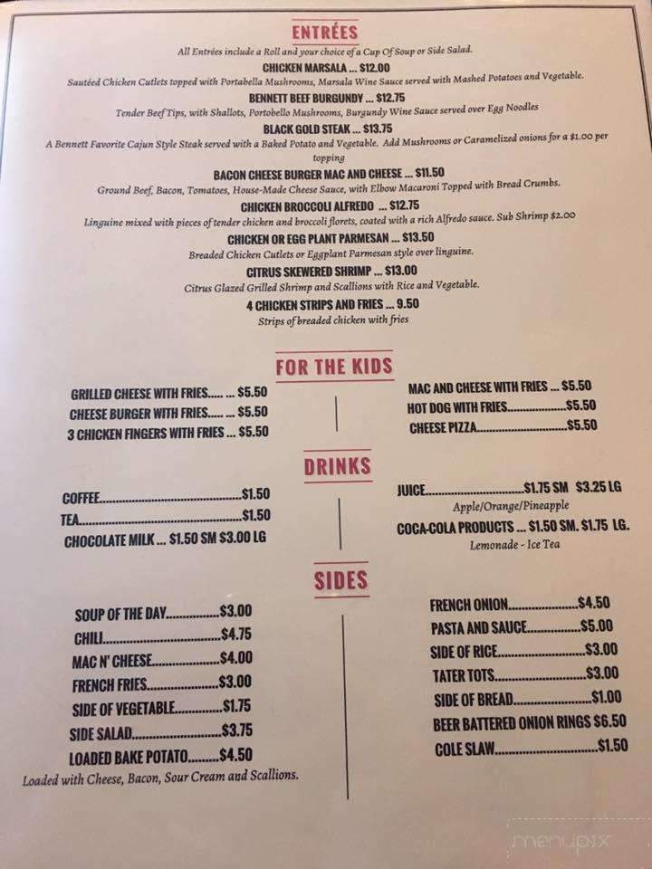 Bennett Hotel Restaurant & Bar - Cincinnatus, NY menu_pic