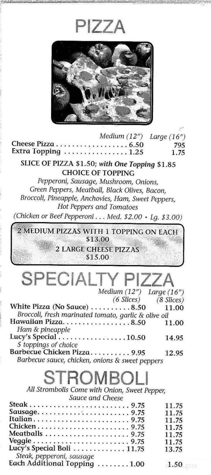 Lucy's Pizza & Restaurant - Wilmington, DE menu_pic