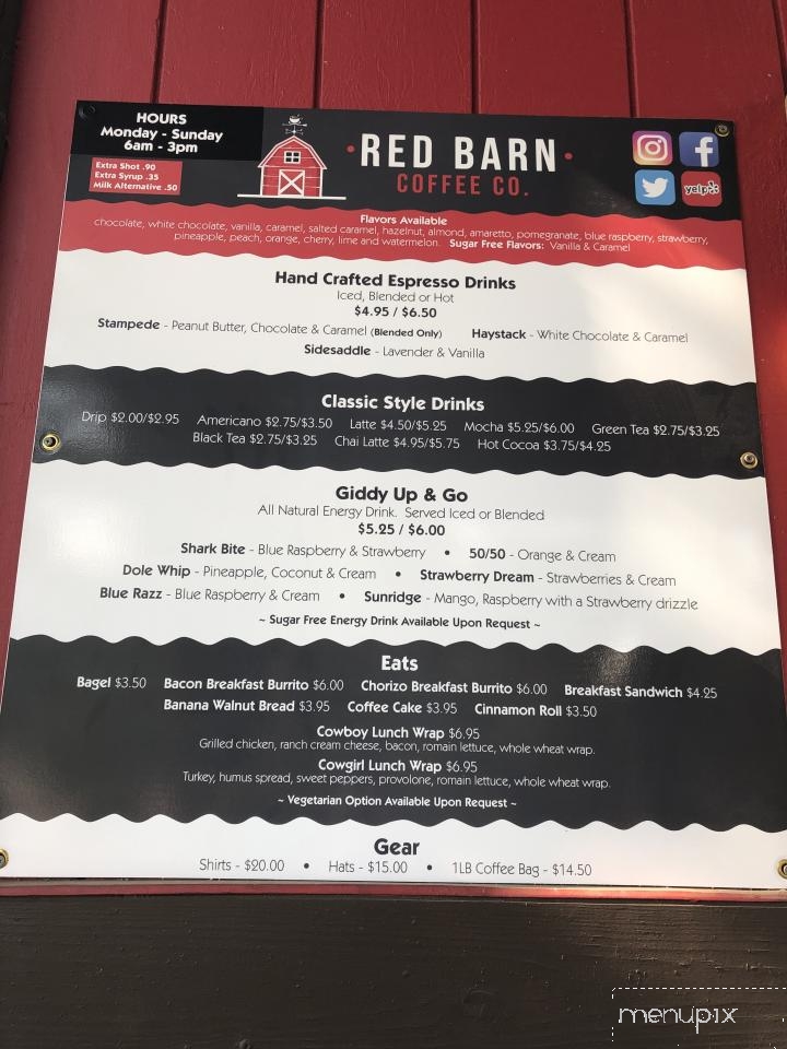 Red Barn Coffee Co. - North Fork, CA menu_pic
