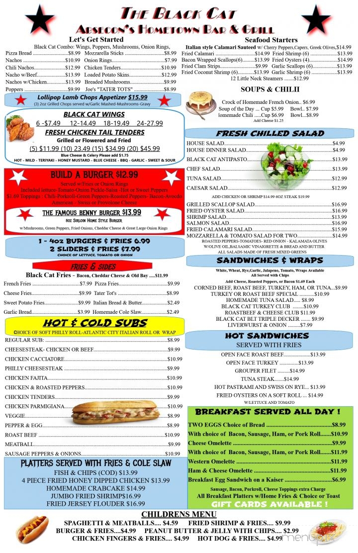 Menu of Black Cat Bar & Grill in Absecon, NJ 08201