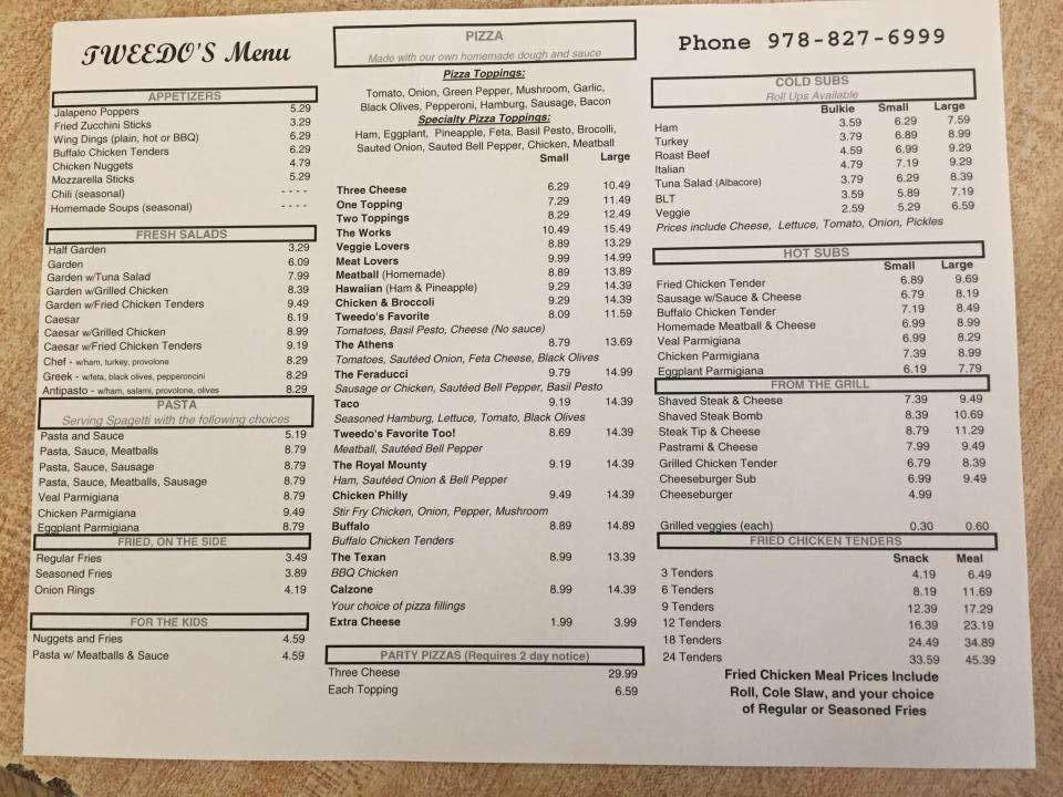 Tweedo's Variety - Ashburnham, MA menu_pic