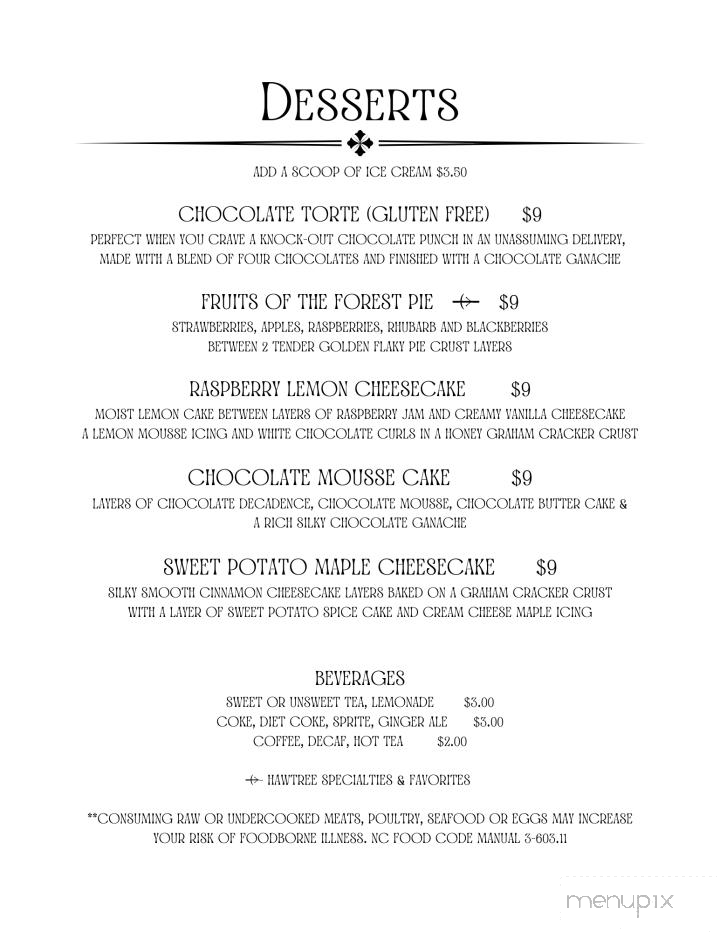 Hawtrees Bar and Grill - Burnsville, NC menu_pic