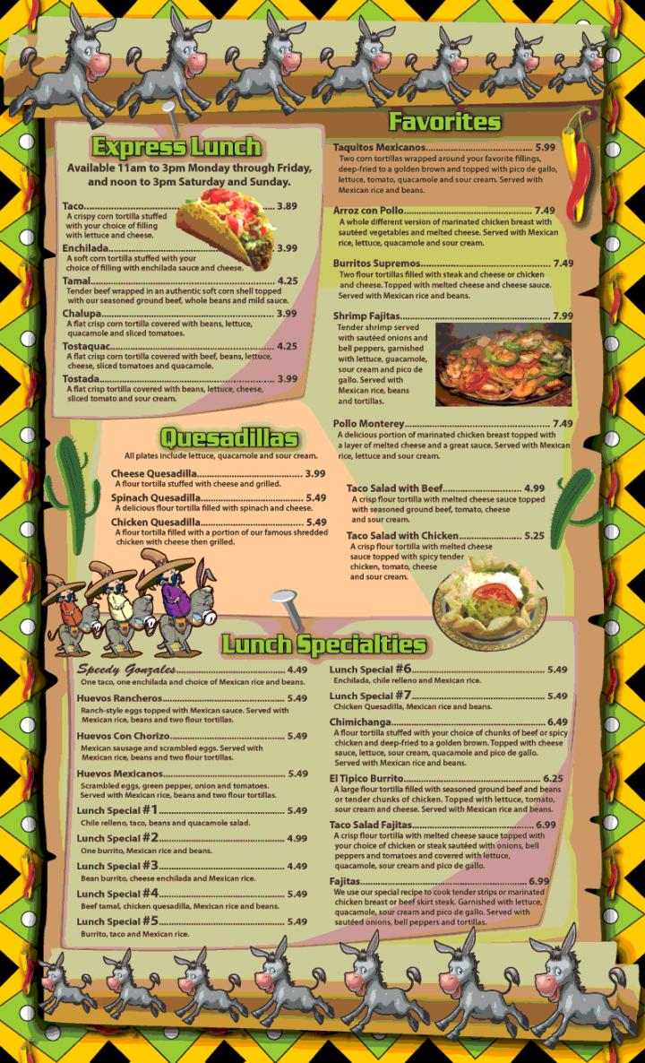 La Casa Del Burro Flojo - Knoxville, TN menu_pic