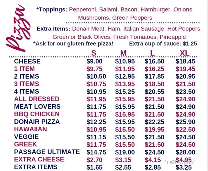 Passage Pizza - Eastern Passage, NS menu_pic