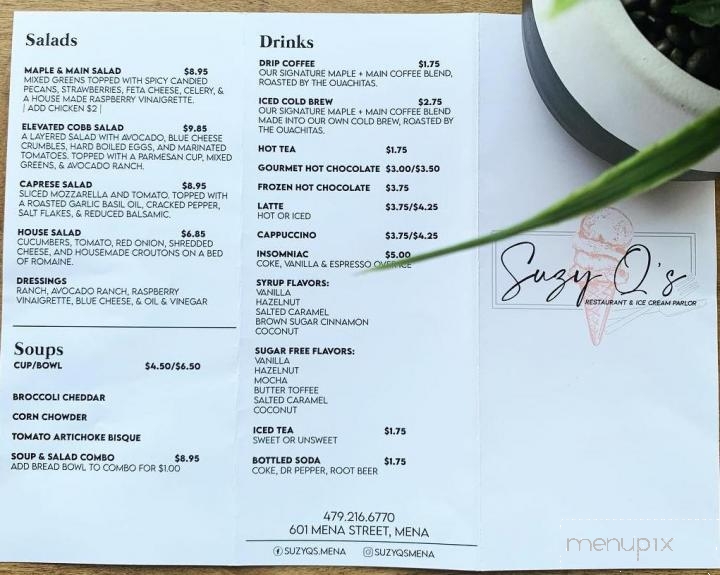 Suzy Q's Sweet Creams & Coffee - Mena, AR menu_pic