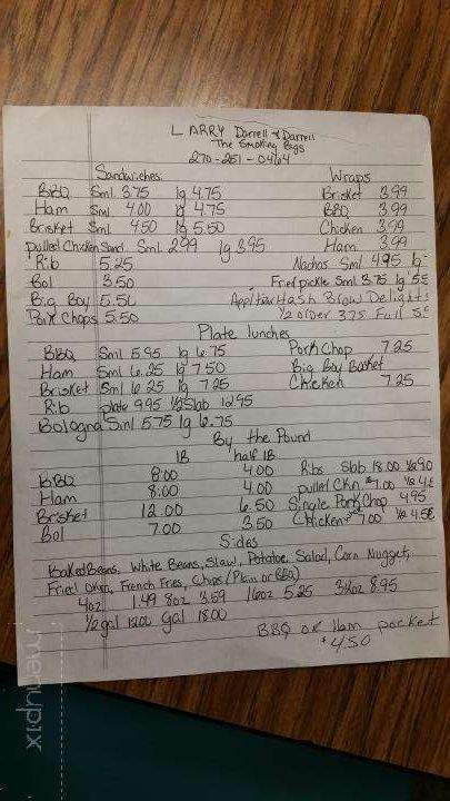 Larry Darrell & Darrell Bar Bq - Mayfield, KY menu_pic