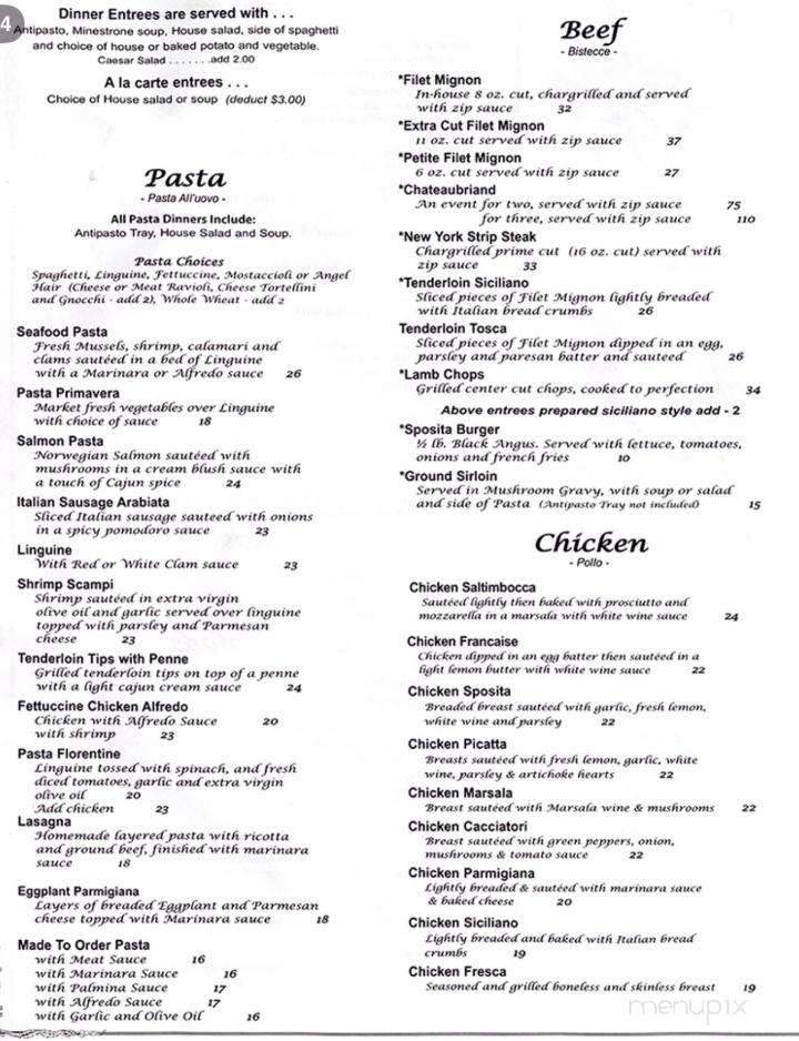 Sposita's Ristorante - West Bloomfield, MI menu_pic