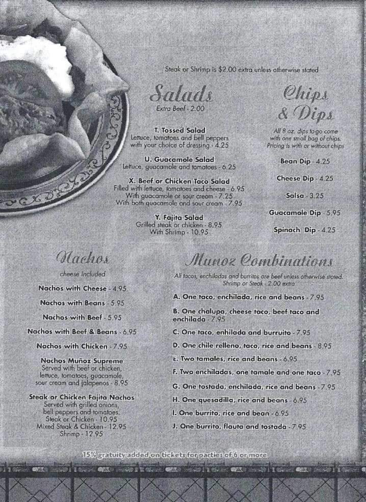 Munoz Mexican Grill - Trussville, AL menu_pic