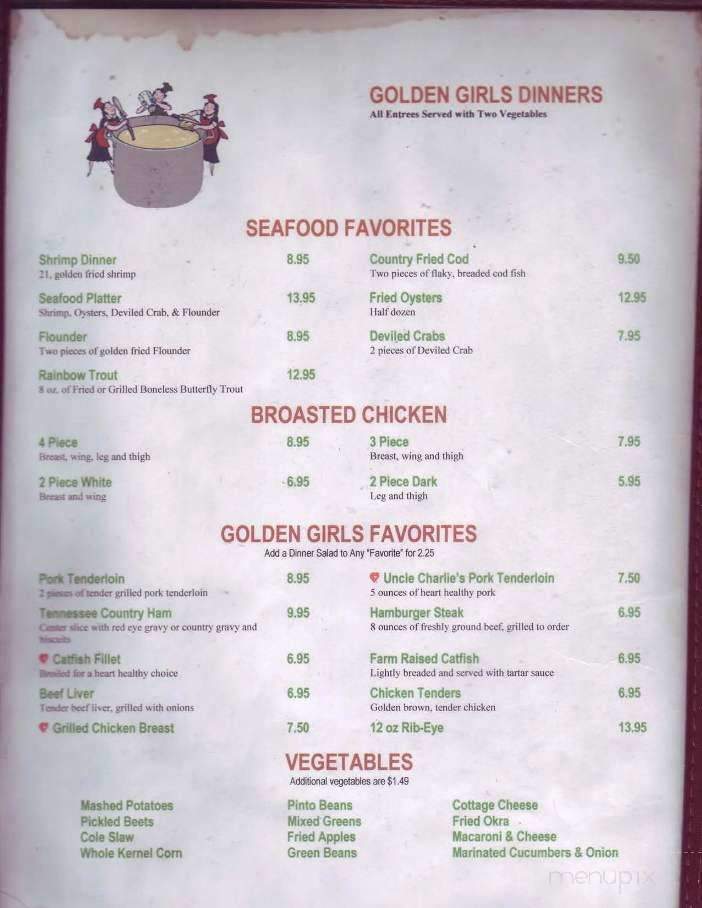 Golden Girls Restaurant - Clinton, TN menu_pic