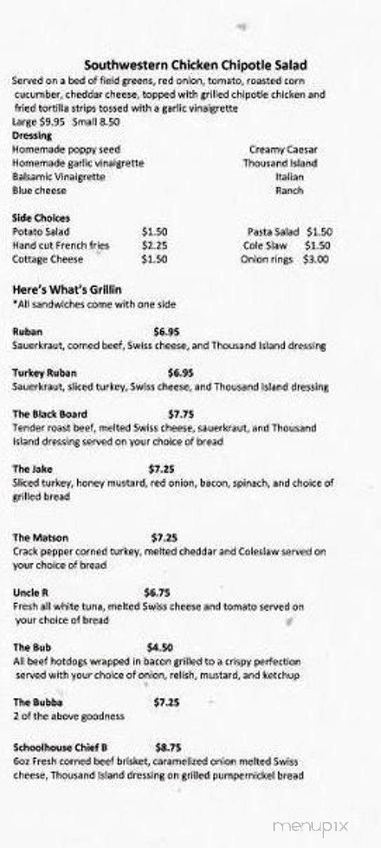 School House Cafe - Warner, NH menu_pic