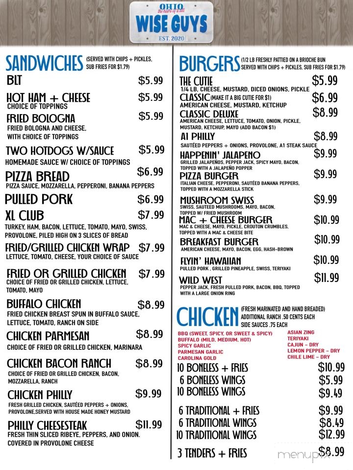 Wise Guys - Ironton, OH menu_pic