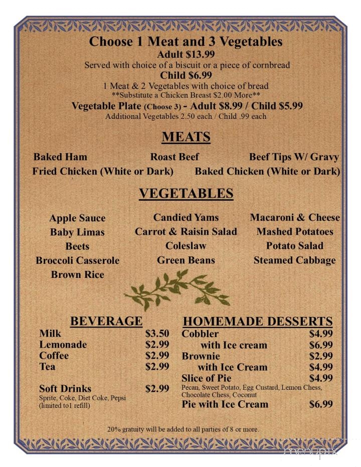 Front Porch - Richburg, SC menu_pic