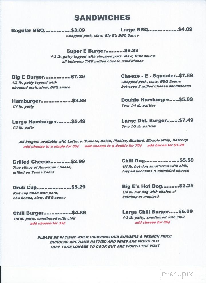 Big E's BBQ - Kennett, MO menu_pic