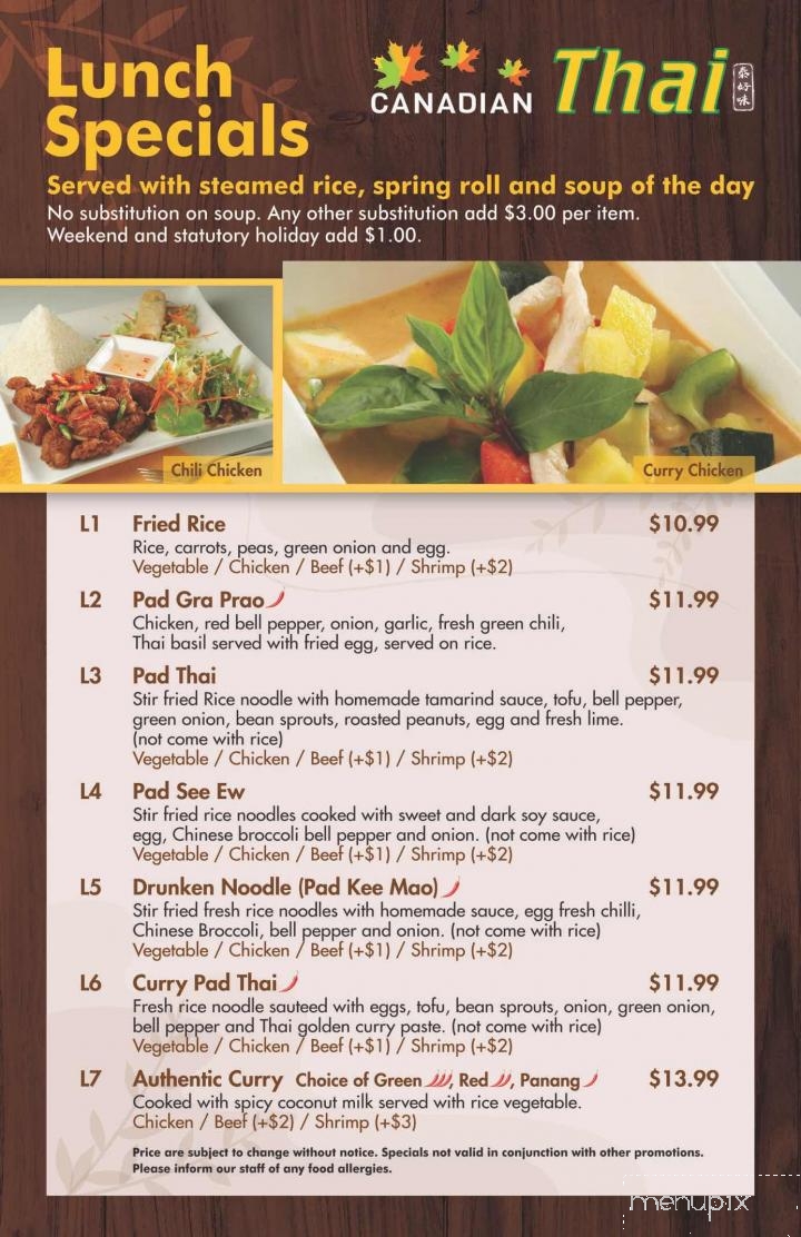 Canadian Thai - Markham, ON menu_pic