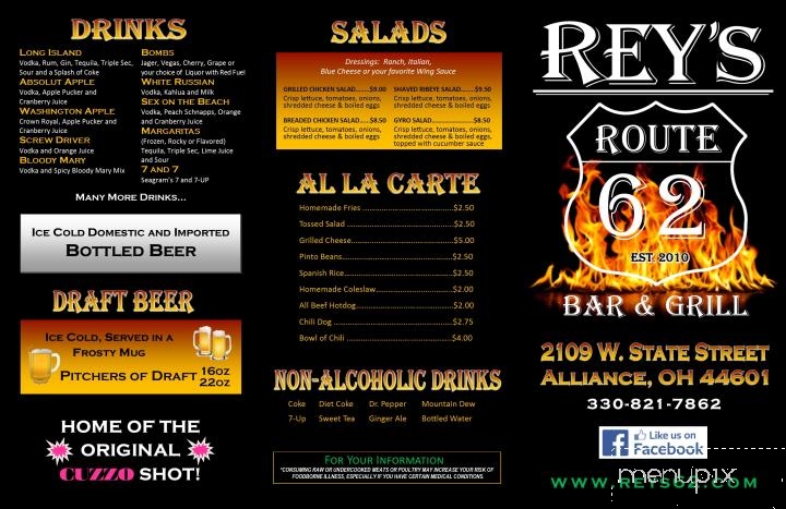 Rey's Route 62 Bar & Grill - Alliance, OH menu_pic