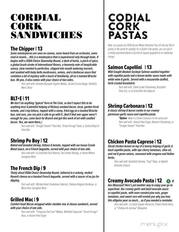The Cordial Cork - Richmond, IN menu_pic