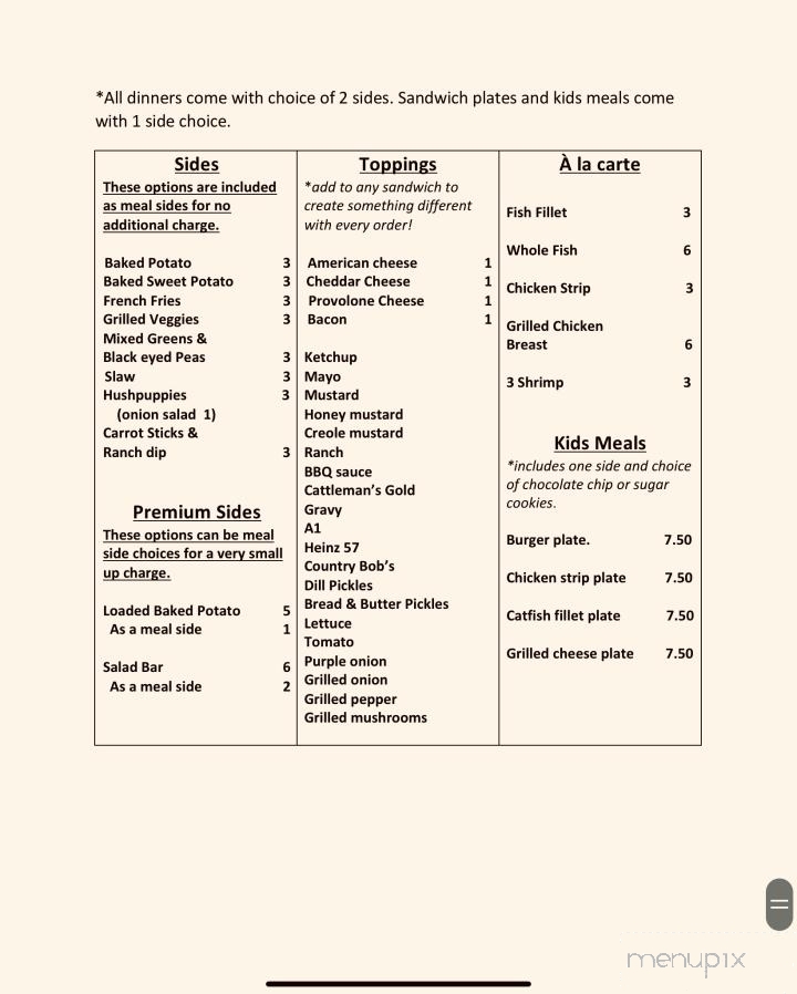 Coffey's Fish & Steak - Myrtle, MS menu_pic