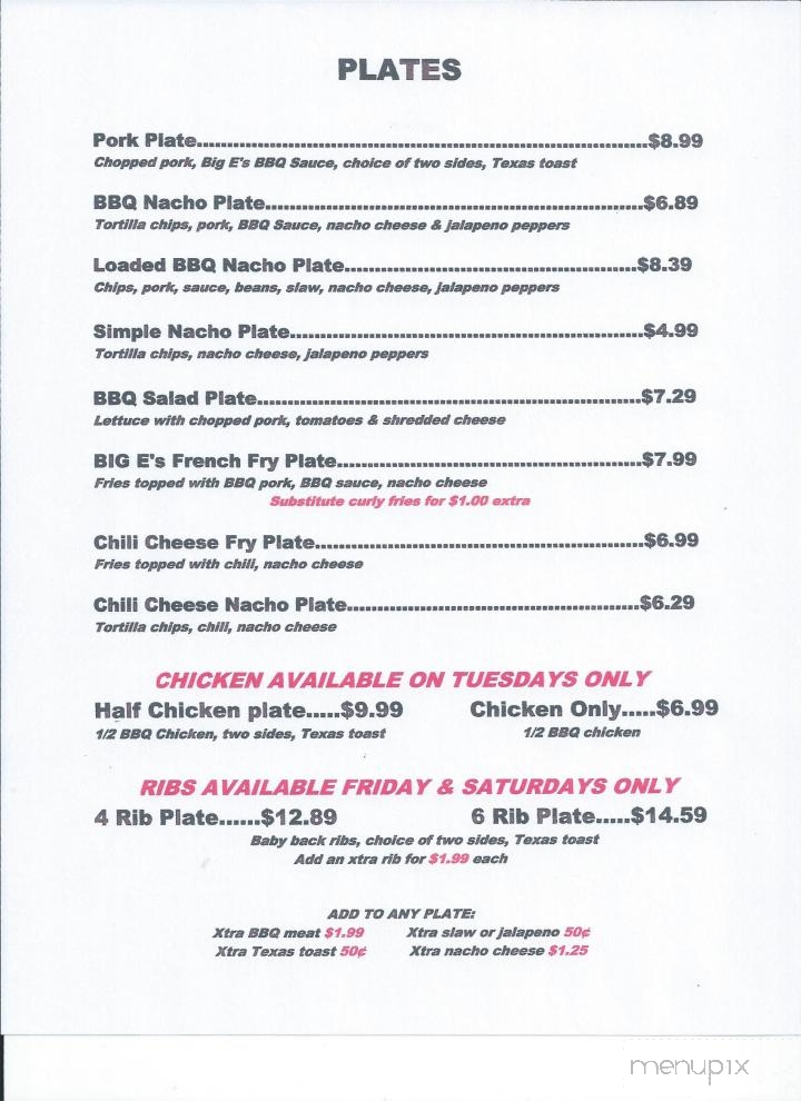 Big E's BBQ - Kennett, MO menu_pic