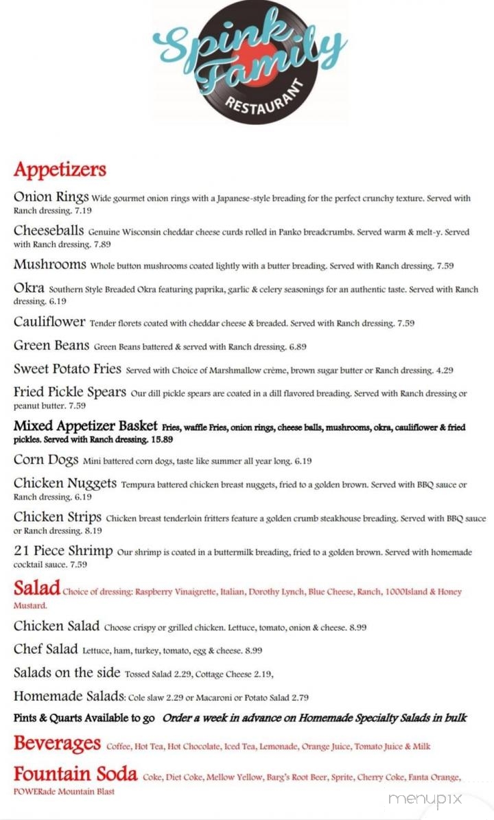 Spink Cafe - Elk Point, SD menu_pic
