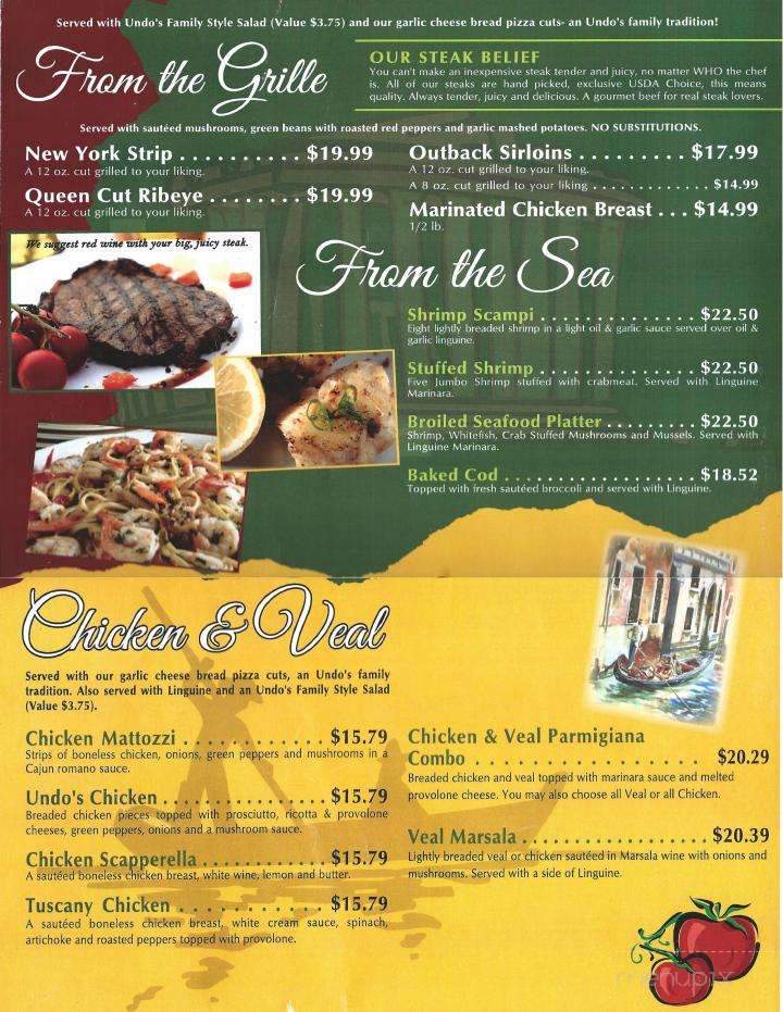 Undo's Sport's Bar - Elm Grove - Wheeling, WV menu_pic