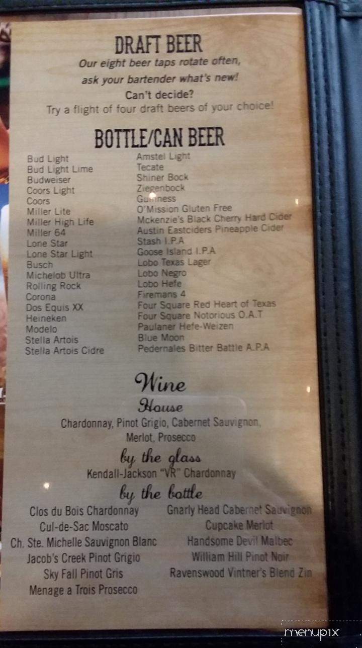 Wilson's Ice House - Kerrville, TX menu_pic