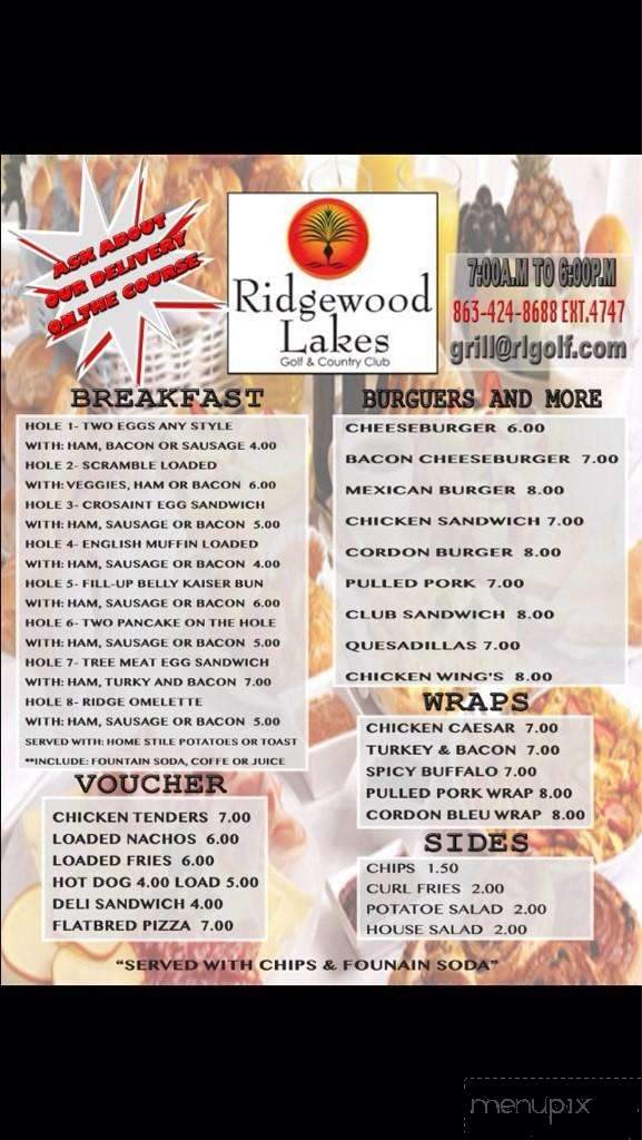 The Grill at Ridge Wood Lakes Golf Club. - Davenport, FL menu_pic