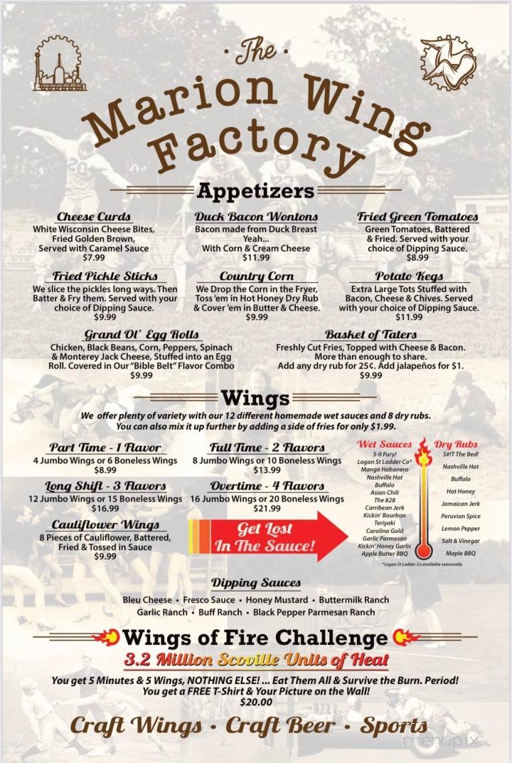 The Marion Wing Factory - Marion, NC menu_pic