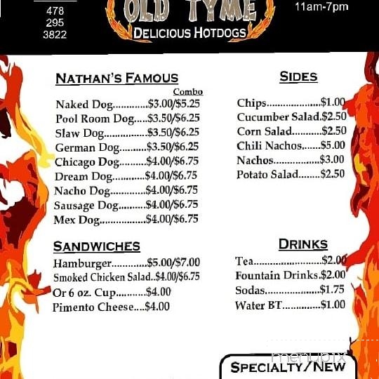 Olde Tyme Dogs - Milledgeville, GA menu_pic