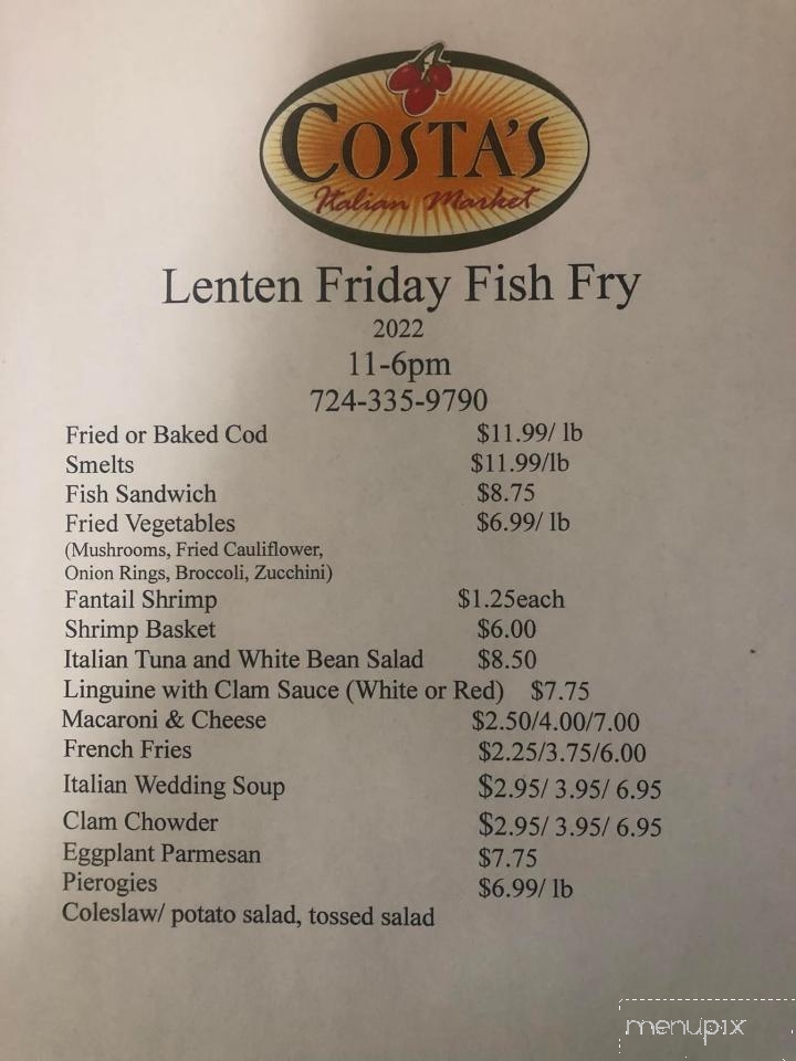 Costa's Italian Market - New Kensington, PA menu_pic
